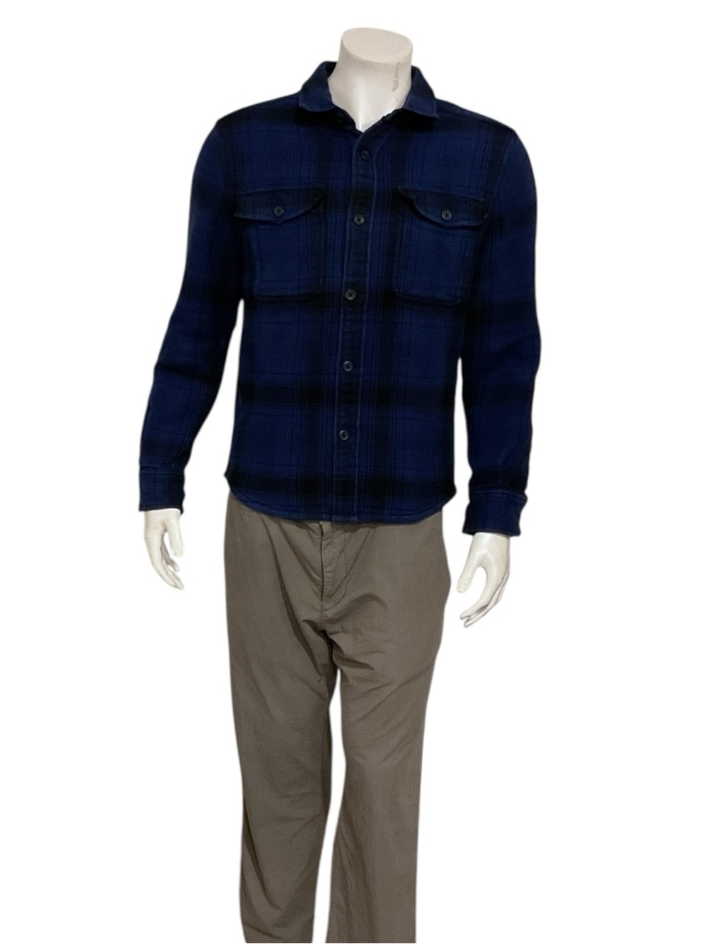 Flint And Tinder Men's Navy Blue Plaid Button-Up Flannel Shirt
